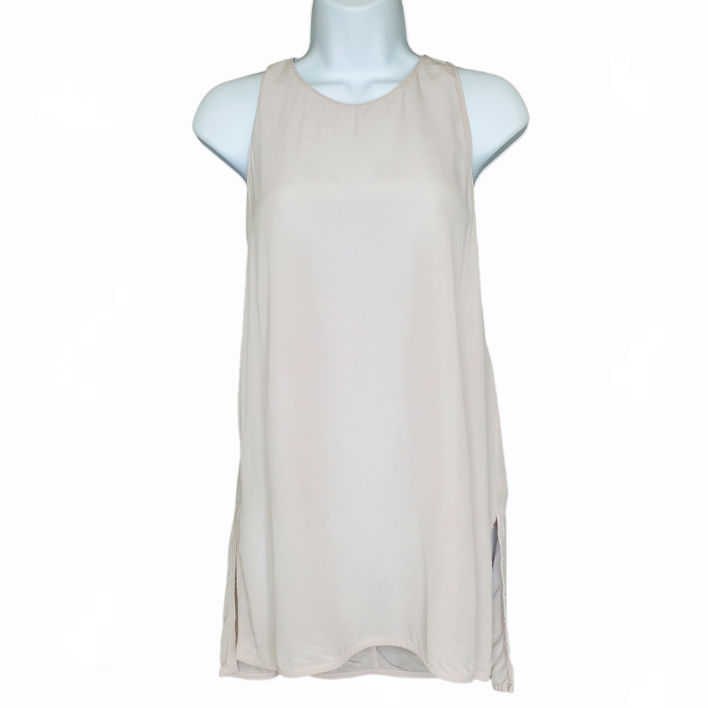 Athleta Silk Side Slit CYA Tank Top XS Lavender Layering Tie Side Relaxed Fit